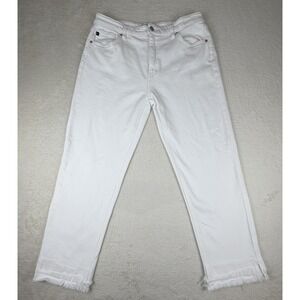 Kancan Maurices White Straight Leg Jeans Raw Hem Stretch Denim Womens Size 31